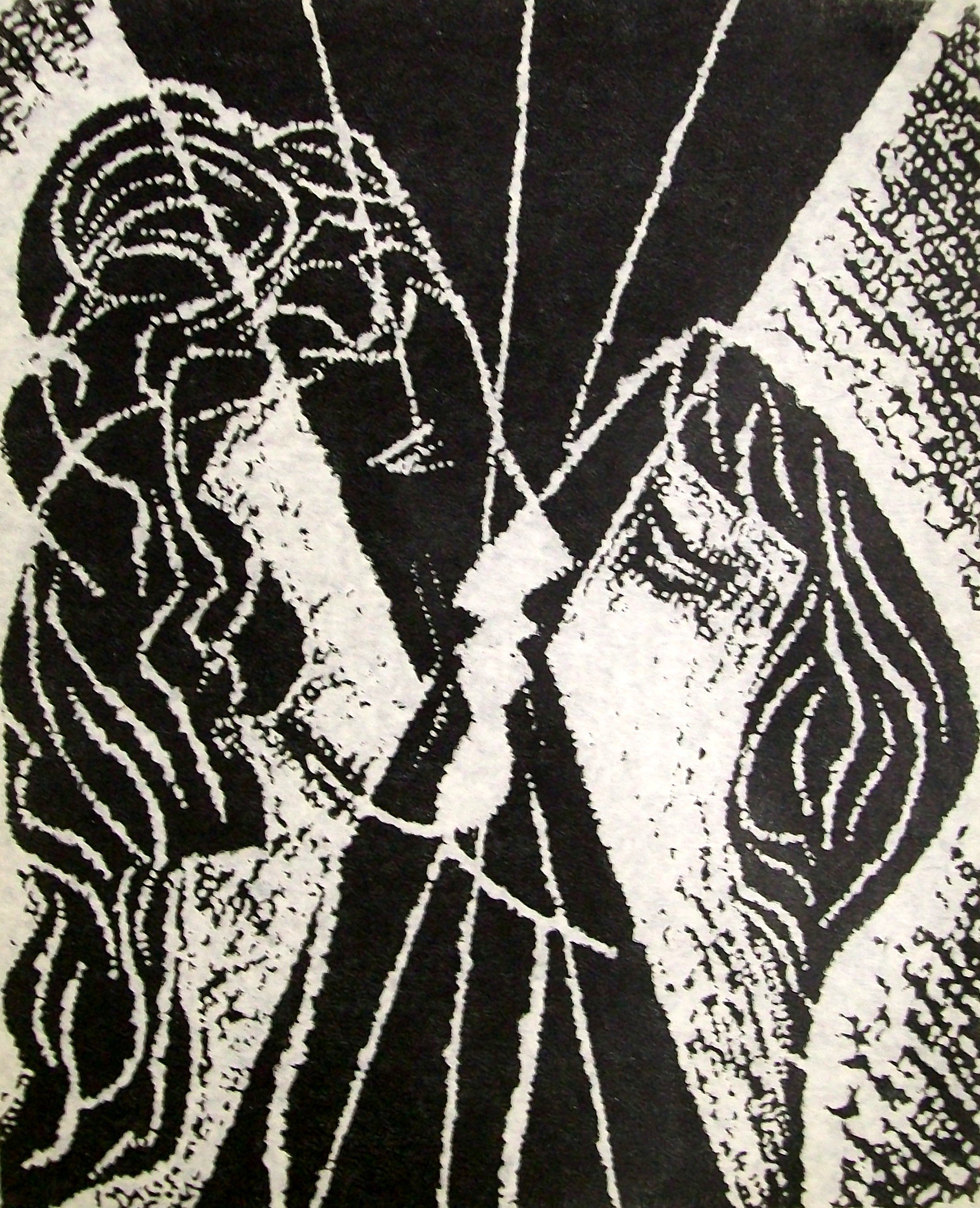 Stanley Lewis, Couple, Stone cut print on rice paper, 1971, 61.5x46cm