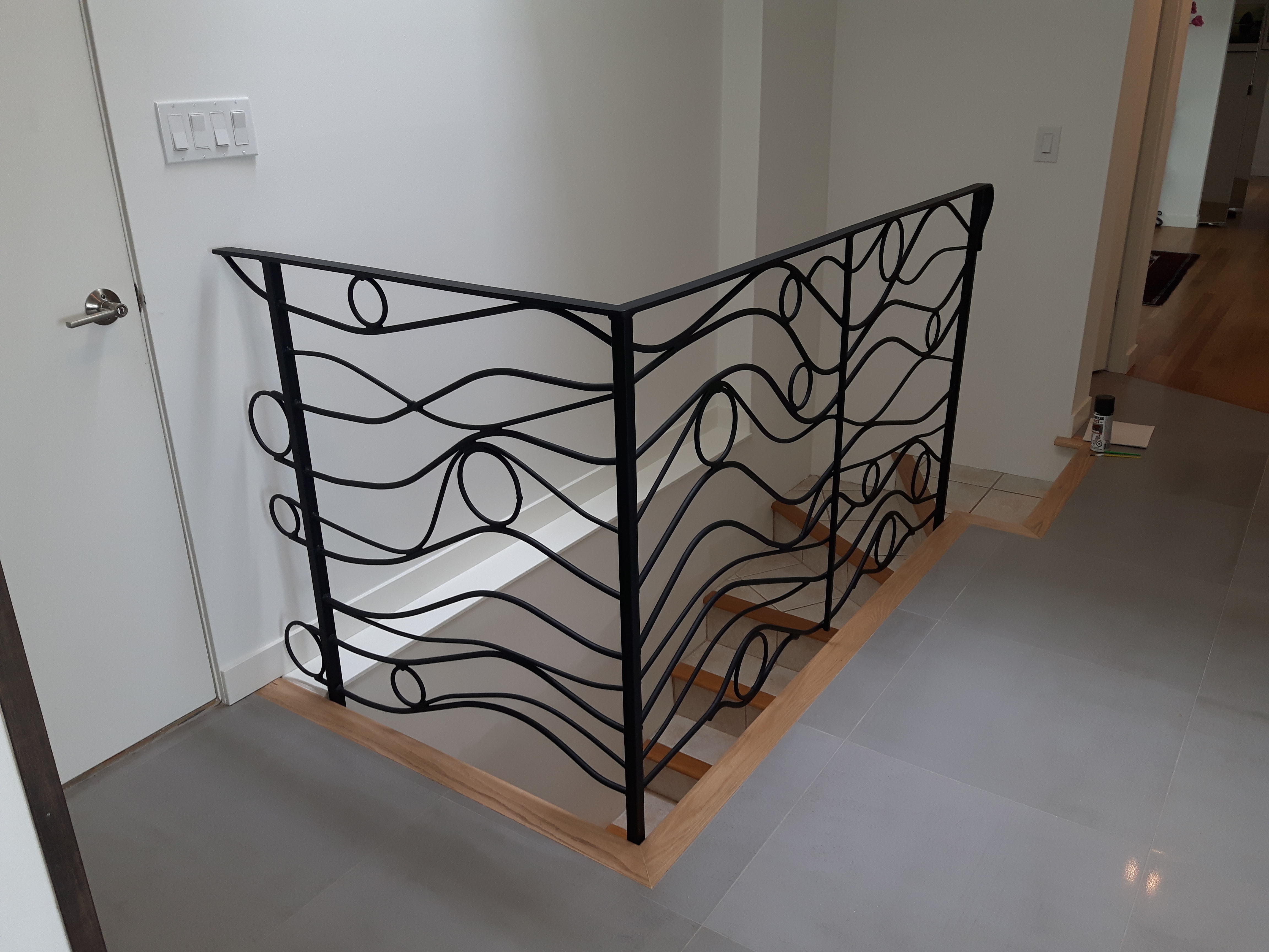 custom Rod iron  handrail,custom wave handrail, Campbell river BC, Vancouver island BC, Vancouver BC, Victoria BC, British Columbia,Alberta