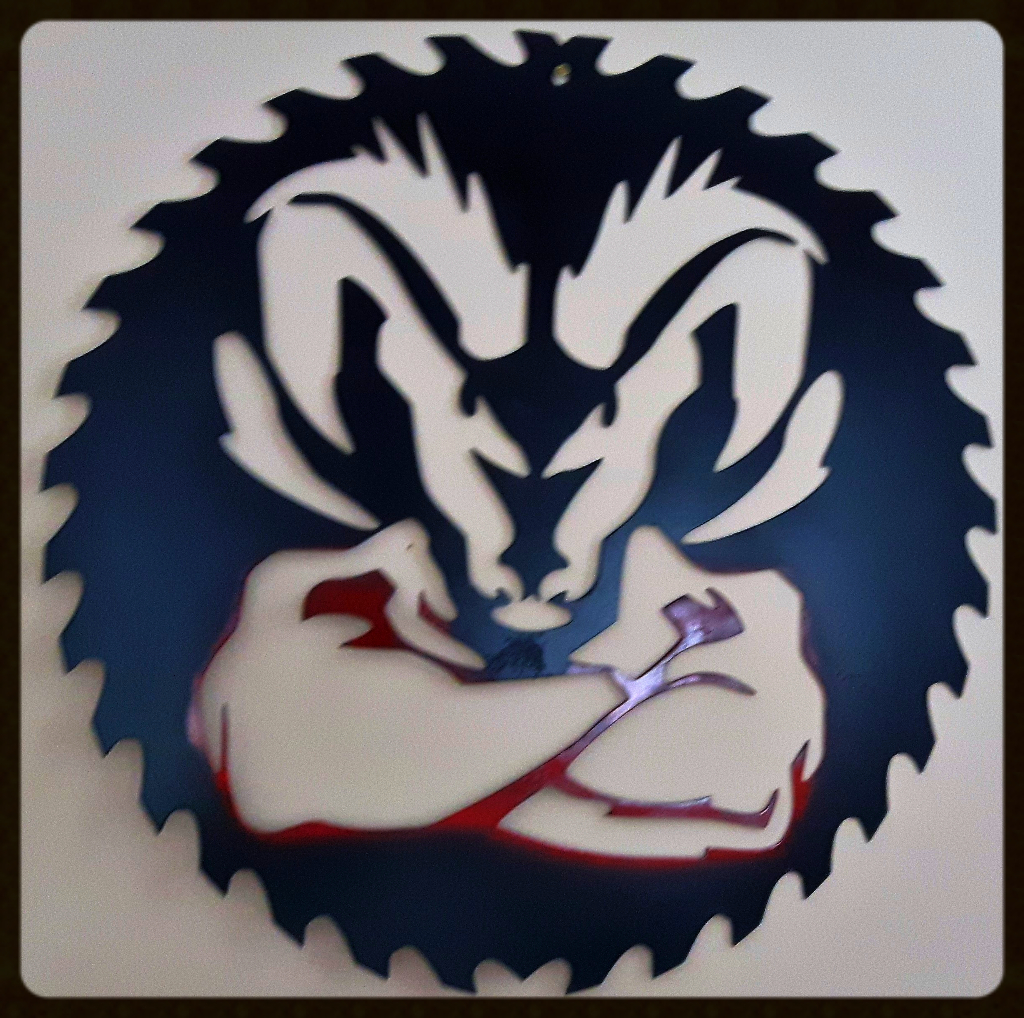 Metal art, Ram in Saw blade, Campbell river BC, Vancouver island BC, Vancouver BC, Victoria BC, British Columbia,Alberta