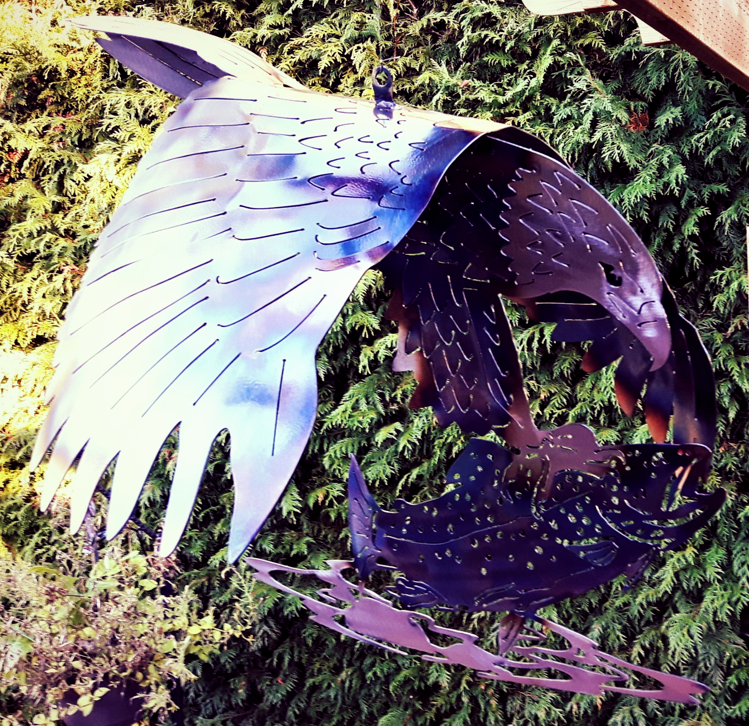 Metal art, Hanging eagle, Campbell river BC, Vancouver island BC, Vancouver BC, Victoria BC, British Columbia,Alberta