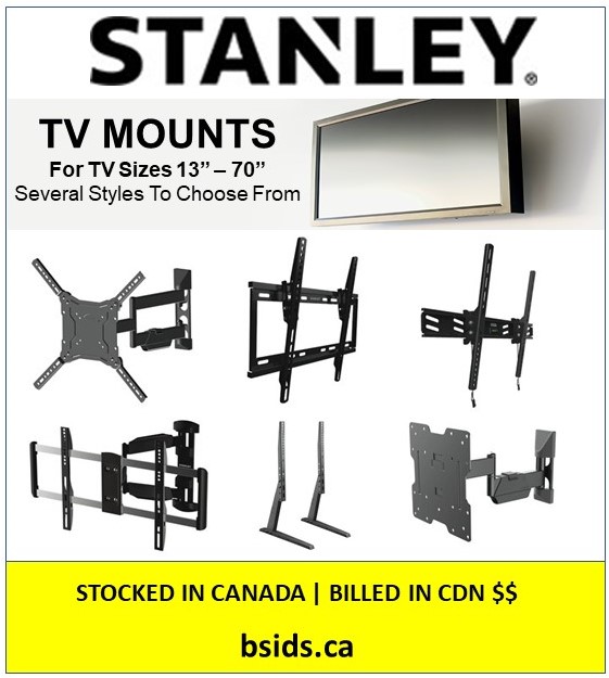 STANLEY TV MOUNTS - Fits TV's Sized 13"-70" - Many Sizes And Styles Available!