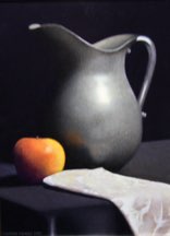 "Apple, Pewter Pitcher, and Napkin"
18" x 24"
Alkyd on hardboard
$2600  sold