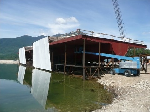 Water at our doorstep.  Now we race toward the hull launching date.