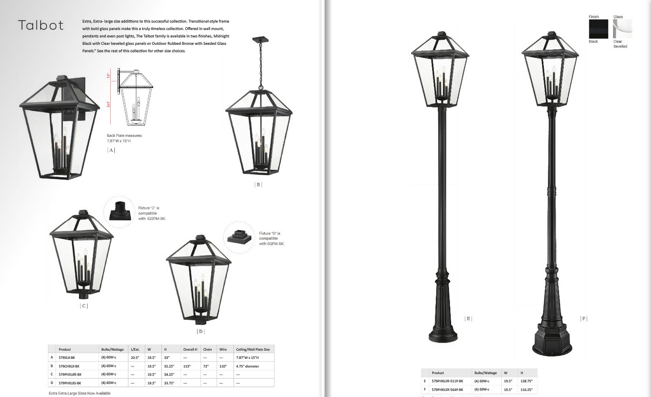 107 Talbot collection
Available in Black or Oil Rubbed Bronze
