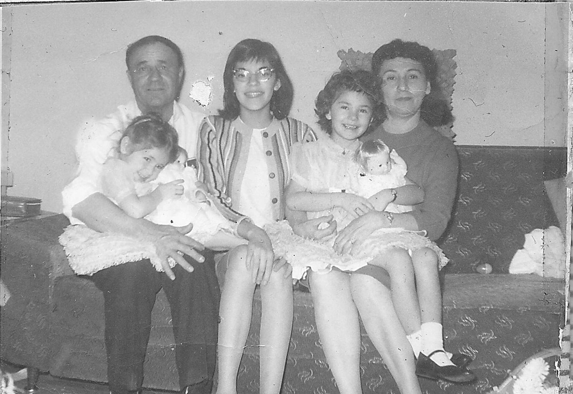 This photo is titled "L-R Uncle Victor, Grace Smith, Stan's sister, grandchildren" - which leaves us with a bit of missing information we are hoping you can help with!
1. What is Victors last name?
2. What is Stans sisters (lady on right) name?
3. What are the names of the children?
Thanks a bunch!
-EDIT-
The lady on the right is Sheila, Child on the left is Sherry and child on the right is Laurie.
2019.24.76 / Lizotte, Maria