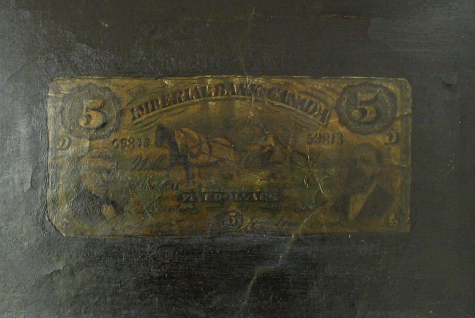 Five Dollar Bill, oil on board