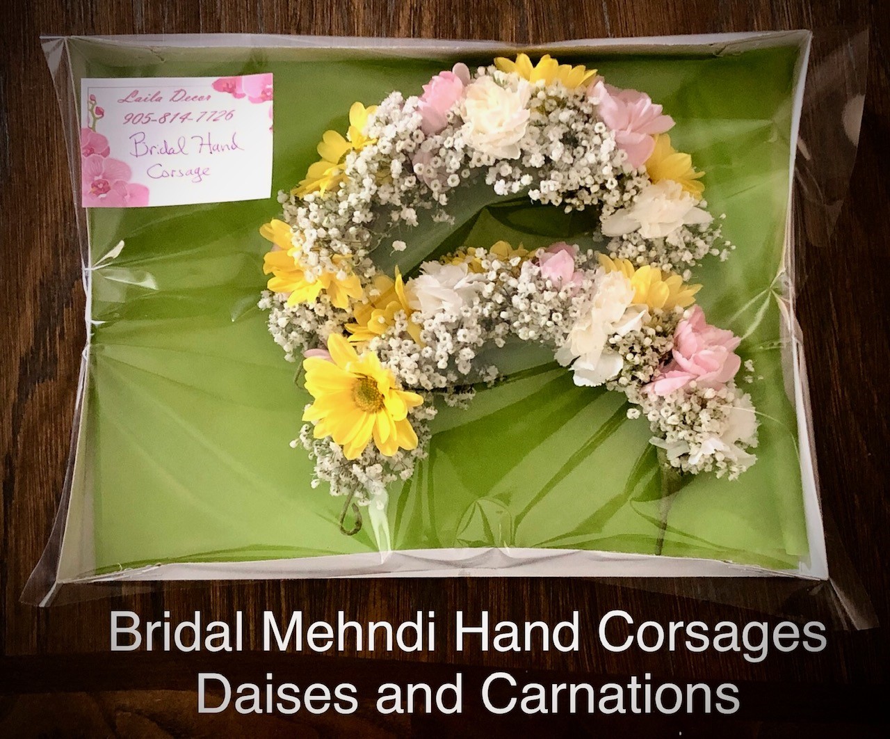 $22.50  each Bridal hand corsage daisies and carnations 