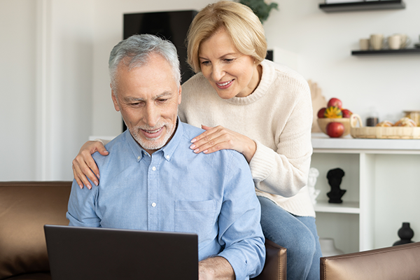 matured couple checking insurance details