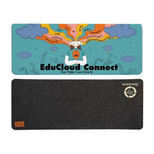 Man in a blue shirt writing in a notebook at a wooden table in a modern office environment, with shelves and a pendant light in the background.