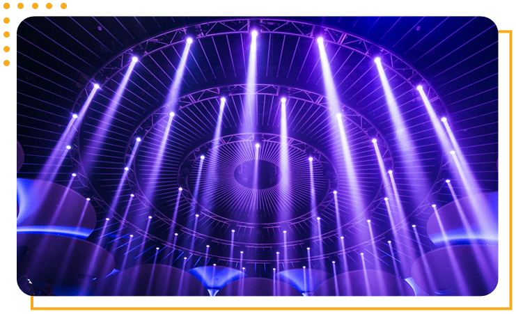 Purple laser light set into a circle Purple laser light set into a circle