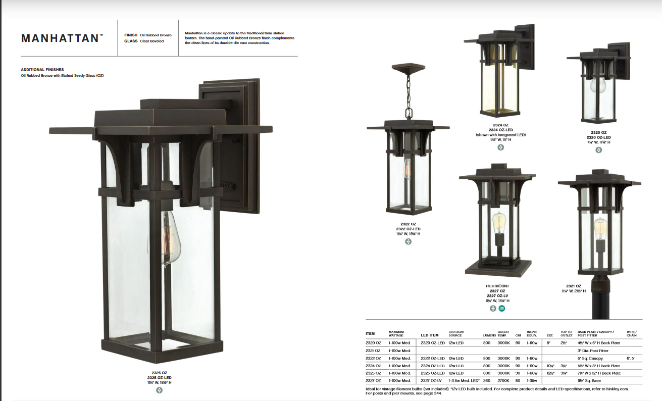 534 Manhatten Collection
Available in Oil Rubed Bronze with Clear Glass or Oil Rubbed Bronze with Etched Seedy
Starting at
Regular Price $292.99
On Sale $263.99