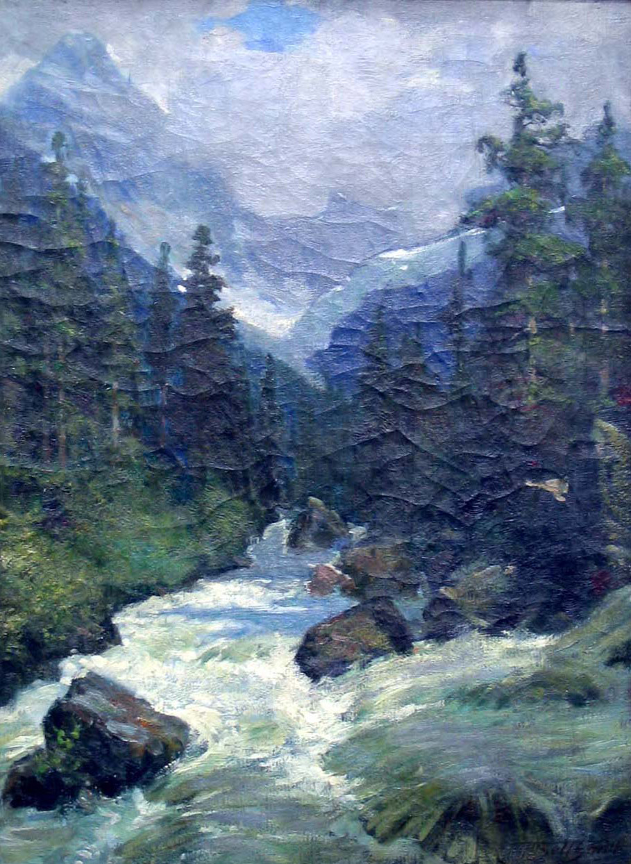 Stream in the Rockies, Oil on canvas