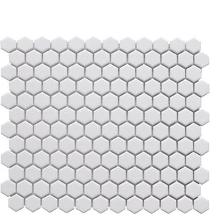 Cali White 1" hexagon glazed