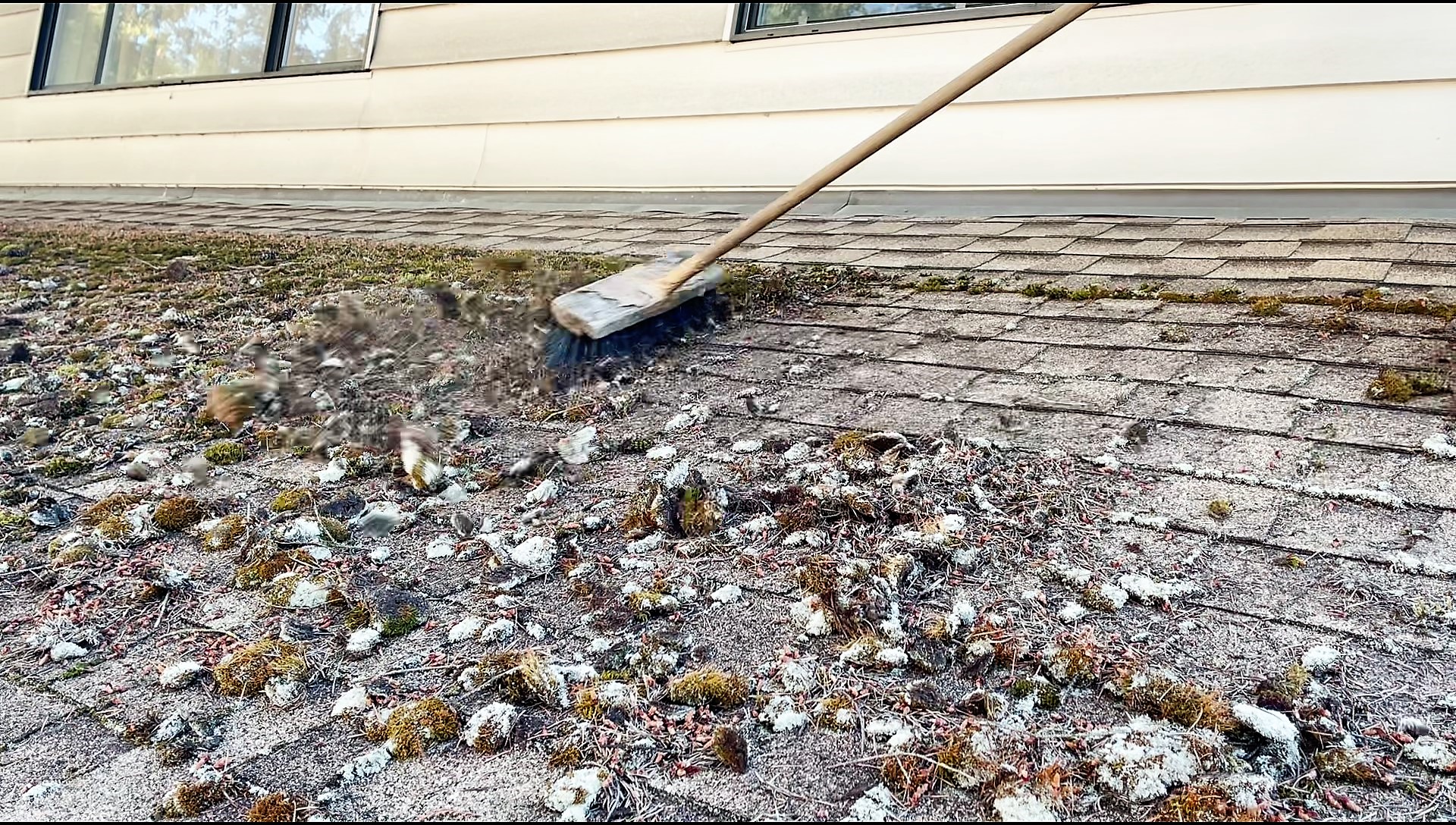 we sweep and scrape asphalt roofs
