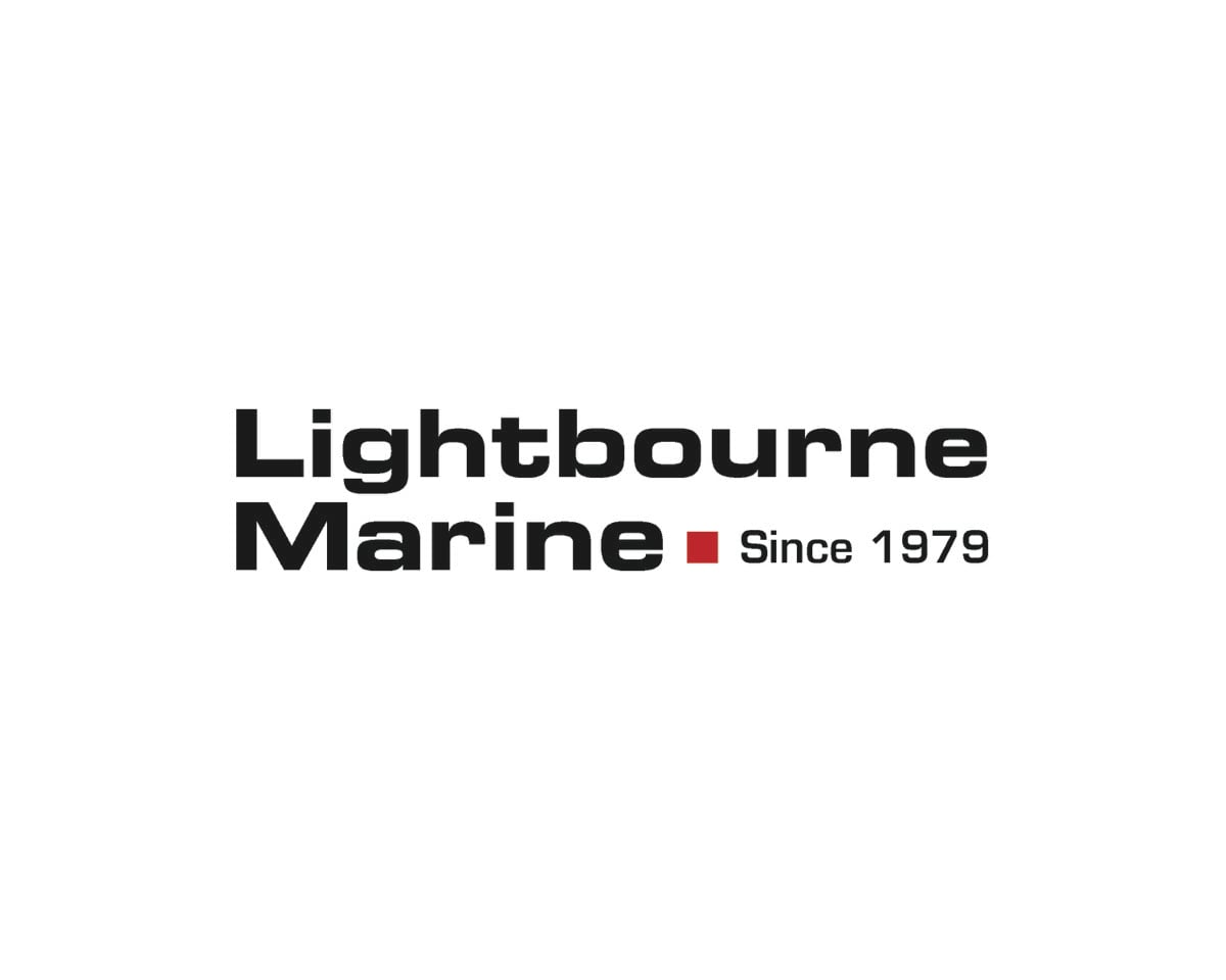 Lightbourne Marine logo with black text and red square, since 1979