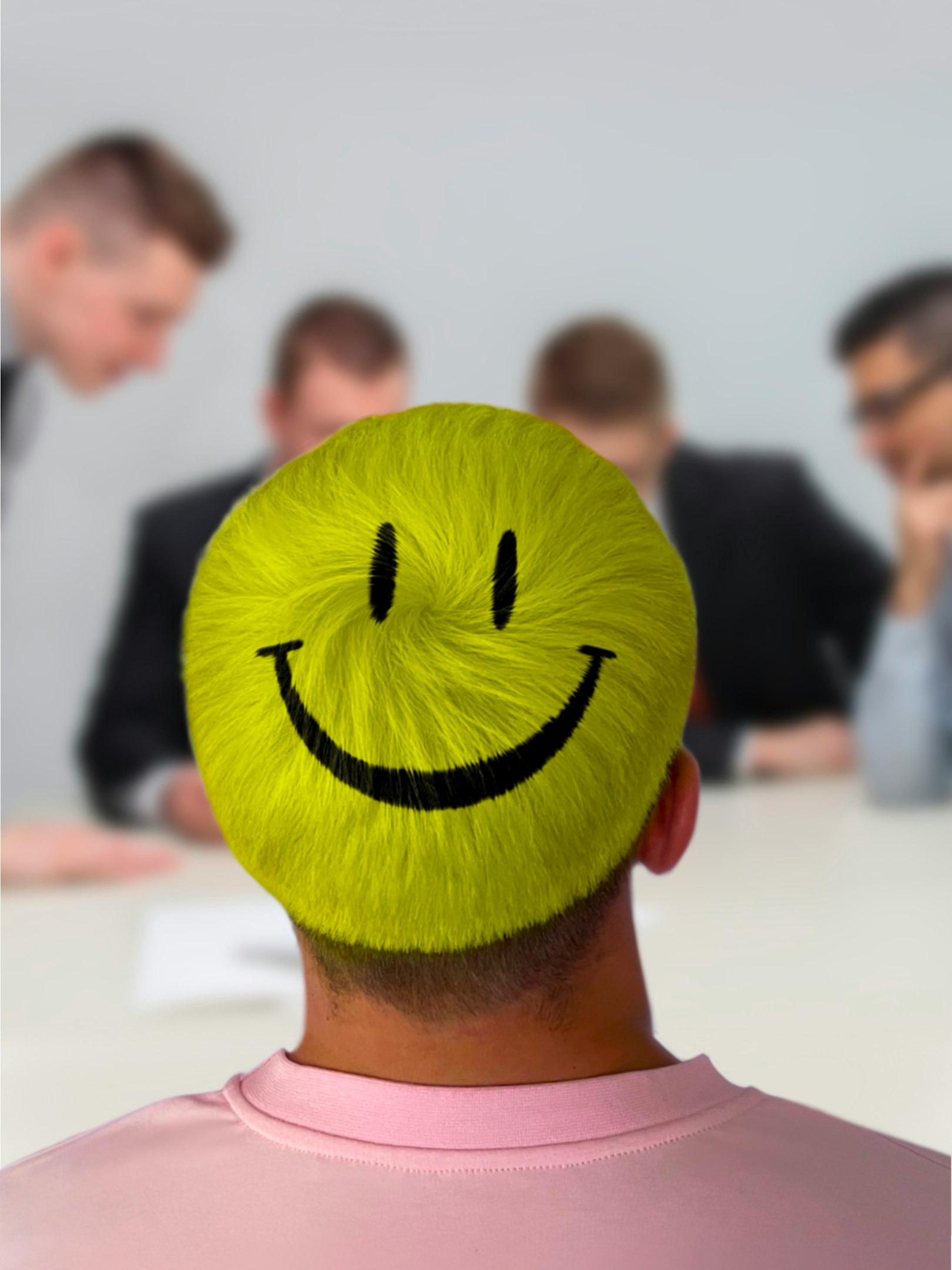 a man wearing a yellow mask