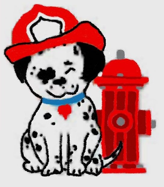 dalmation fire dog by hydrant clipart