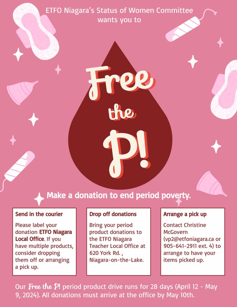 Free the P! period product drive flyer. 
