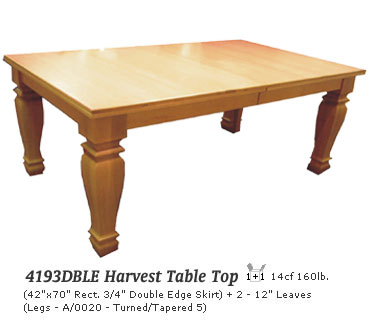 4193 Double Edge Harvest Top with Turned/Tapered Leg