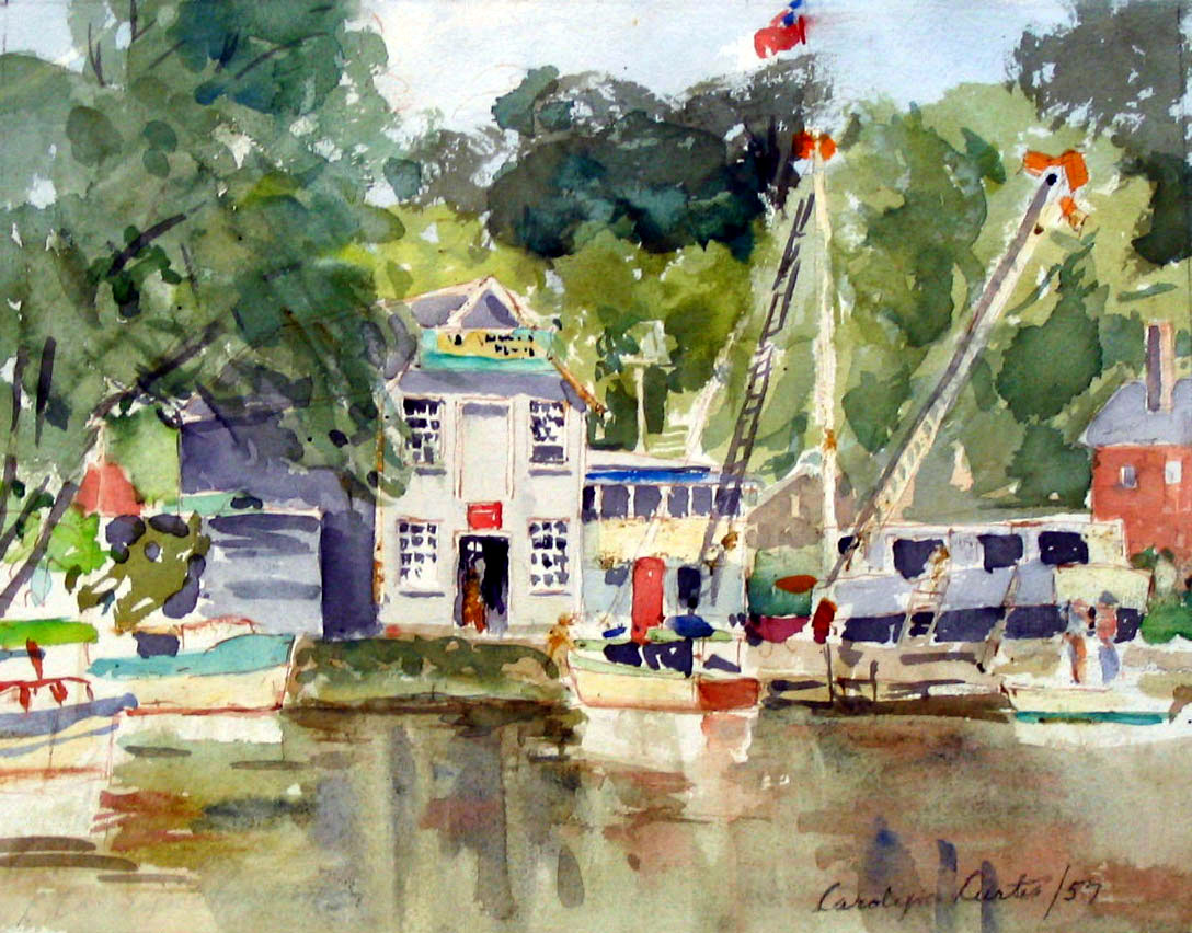 Port Stanley Marina, watercolour on paper