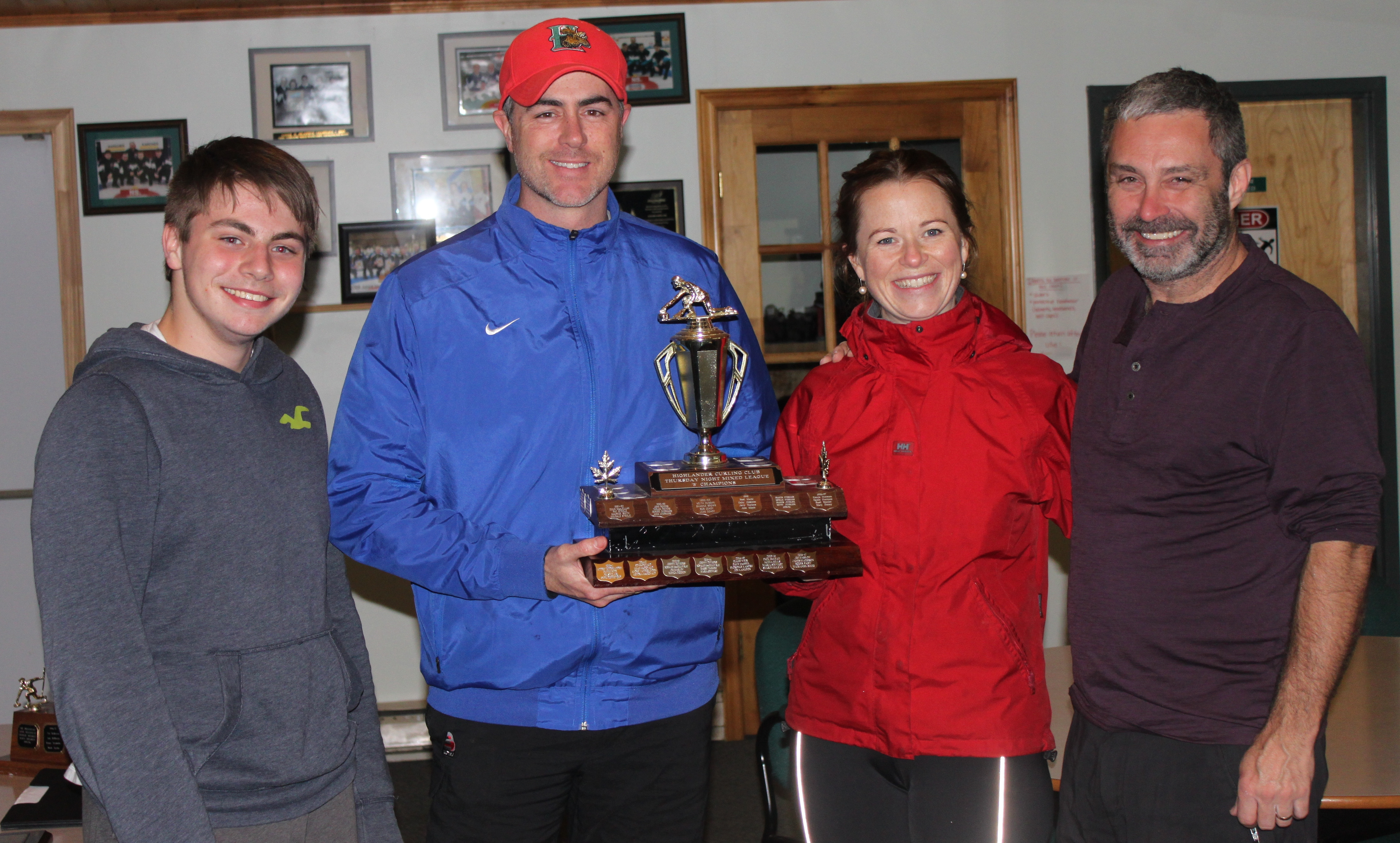 Thursday Night Mixed B-Division Champions
L to R: Nathaniel Smith, Derek Druhan, Candice MacKenzie, Mike Silver 
Missing: Leona Williams