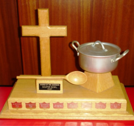 "Souper Bowl" Trophy presented annually to the winner of the best soup fun competition