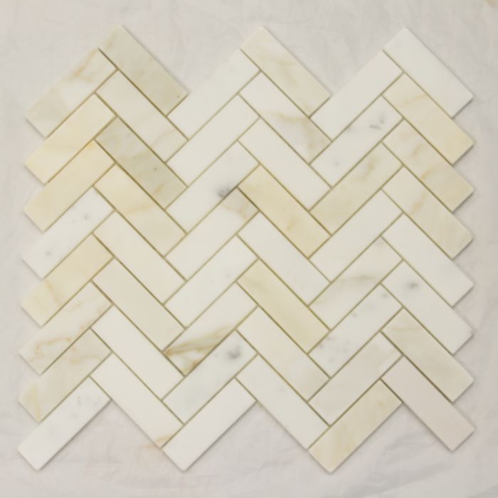 Calacatta Gold Herringbone 1" x 3"