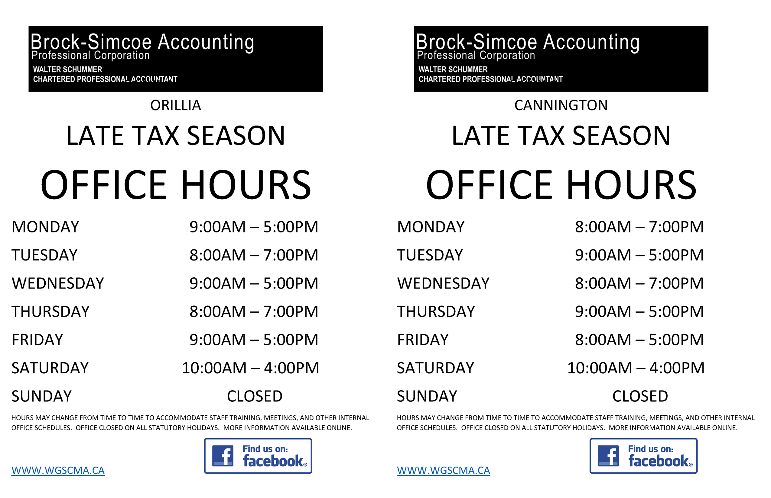 Late Tax Season Hours