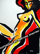 contemporary nude on red painting abstract
