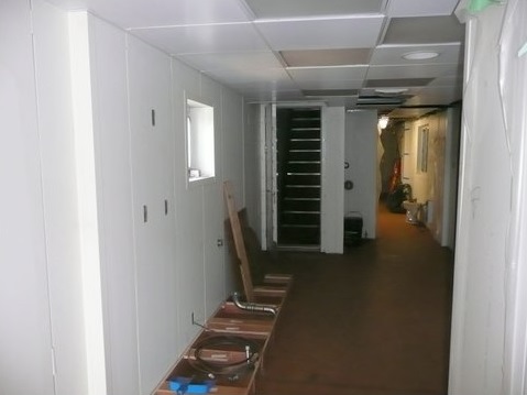 Interior finishing on the crew deck