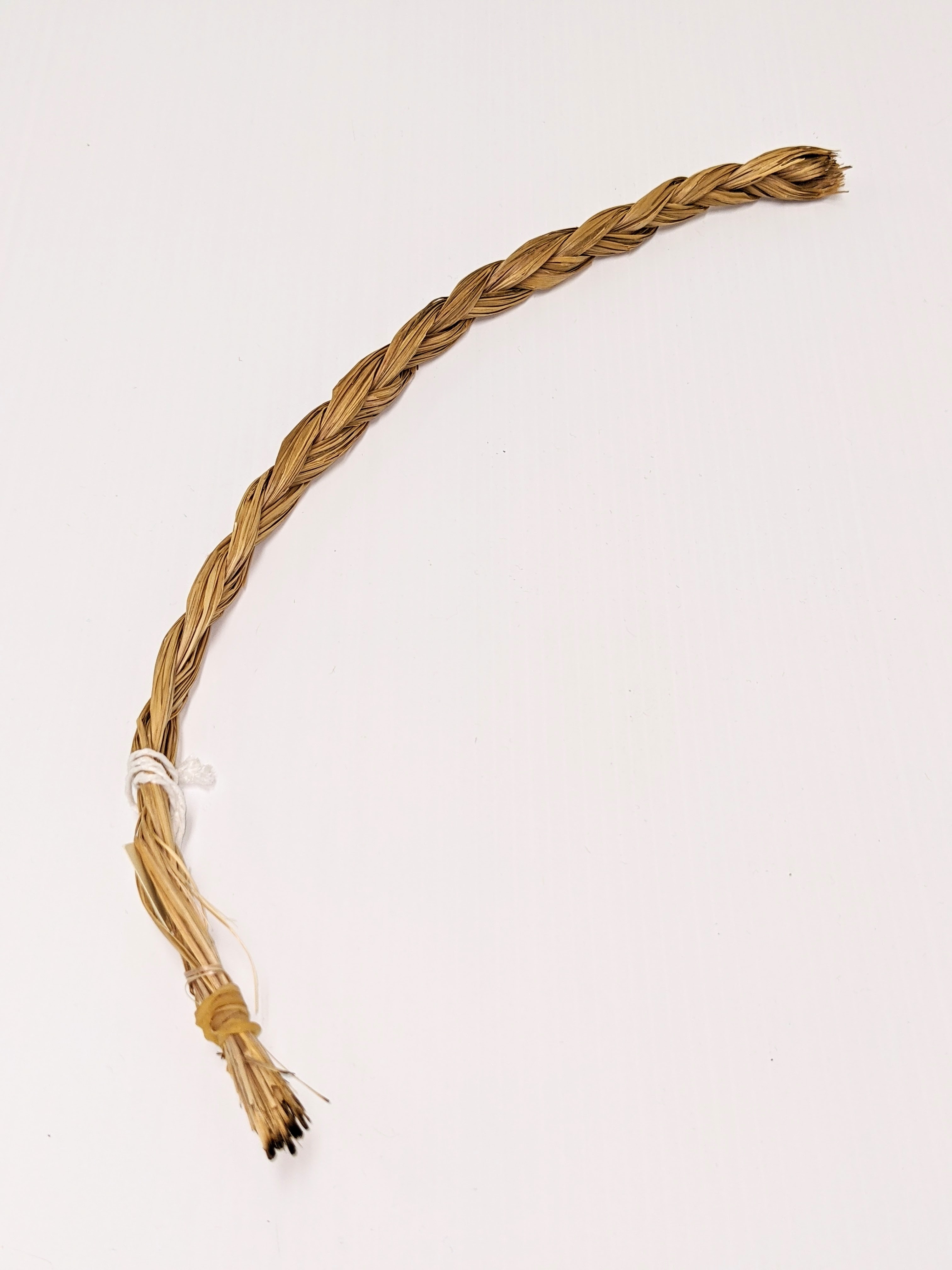 In honor of National Indigenous Peoples day on June 21, we have a braid of sweet grass for artifact of the week! Sweet grass is deemed as one of the 4 sacred medicines by Indigenous nations throughout North America and is used in Ceremony - specifically a Smudge Ceremony. Ceremonies are an integral part of Indigenous culture and way of life, the smudging ceremony is used to cleanse the spirits of individuals, the ceremonial space and attract positive spirits. Sweetgrass is braided (as shown in the image), lit on one end (see burn marks on bottom) and waved about the room to cleanse the space with the fragrant smoke that attracts positive spirits.

21/06/2021
1999.03.93 / Hitchcock, Eunice