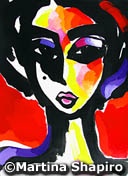 red and purple girl painting contemporary art