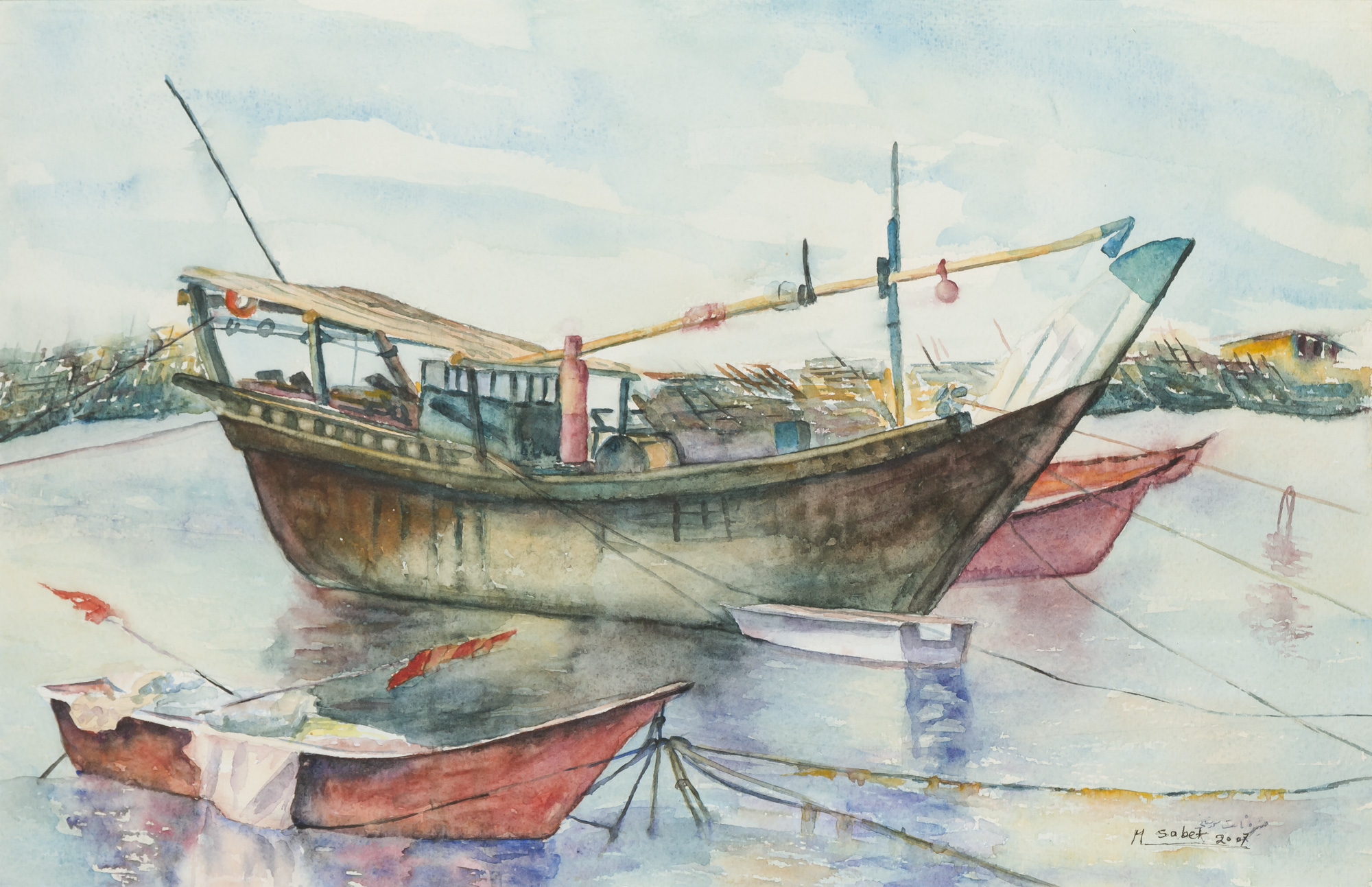 Sister Boats - Watercolour (15x21) 