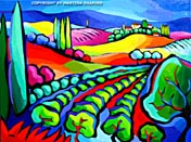 abstract vineyard in tuscany painting