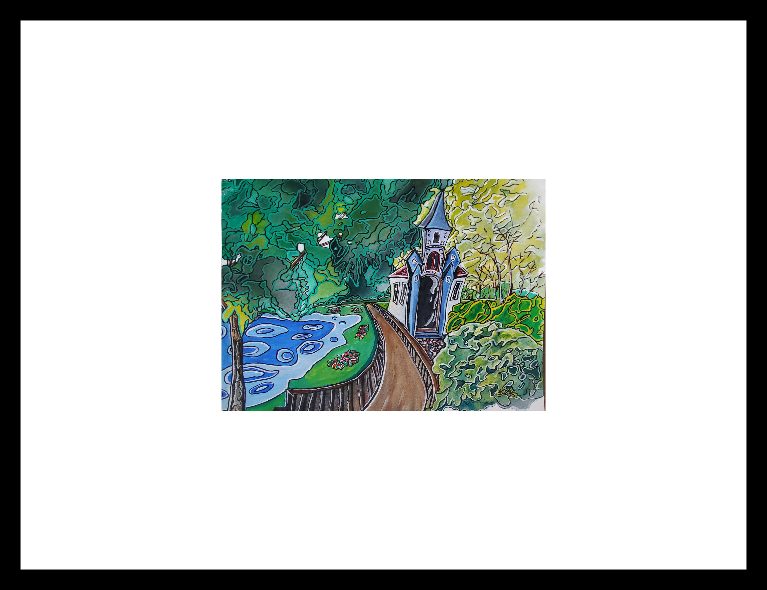 "Walk in the Park 2" [2022]
Image: 11.5" x 15.5"
Framed: 17.75" x 22"
Watercolour, Gaouche and Ink on Arches Paper
$650.00