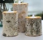 natural Wood Battery Operated Candle Holders