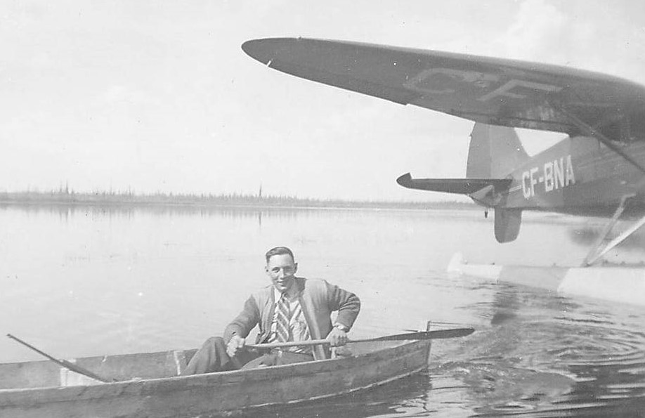 The only caption we have for this photo is "Man in Canoe beside float plane". Which is fine because it accurately describes the photo - but we would love to know who the man is!
998.5.23.103 / Lamberton, Rev. Hugh + Lillian
---EDIT---
Reserach into the call number of the plane informed us that the aircraft was likely the one Stanley Warren flew when he tragically crashed in 1941. It is possible then that the gentleman in the boat is Stanley Warren - though we must remember that proximity does not equal relation. 