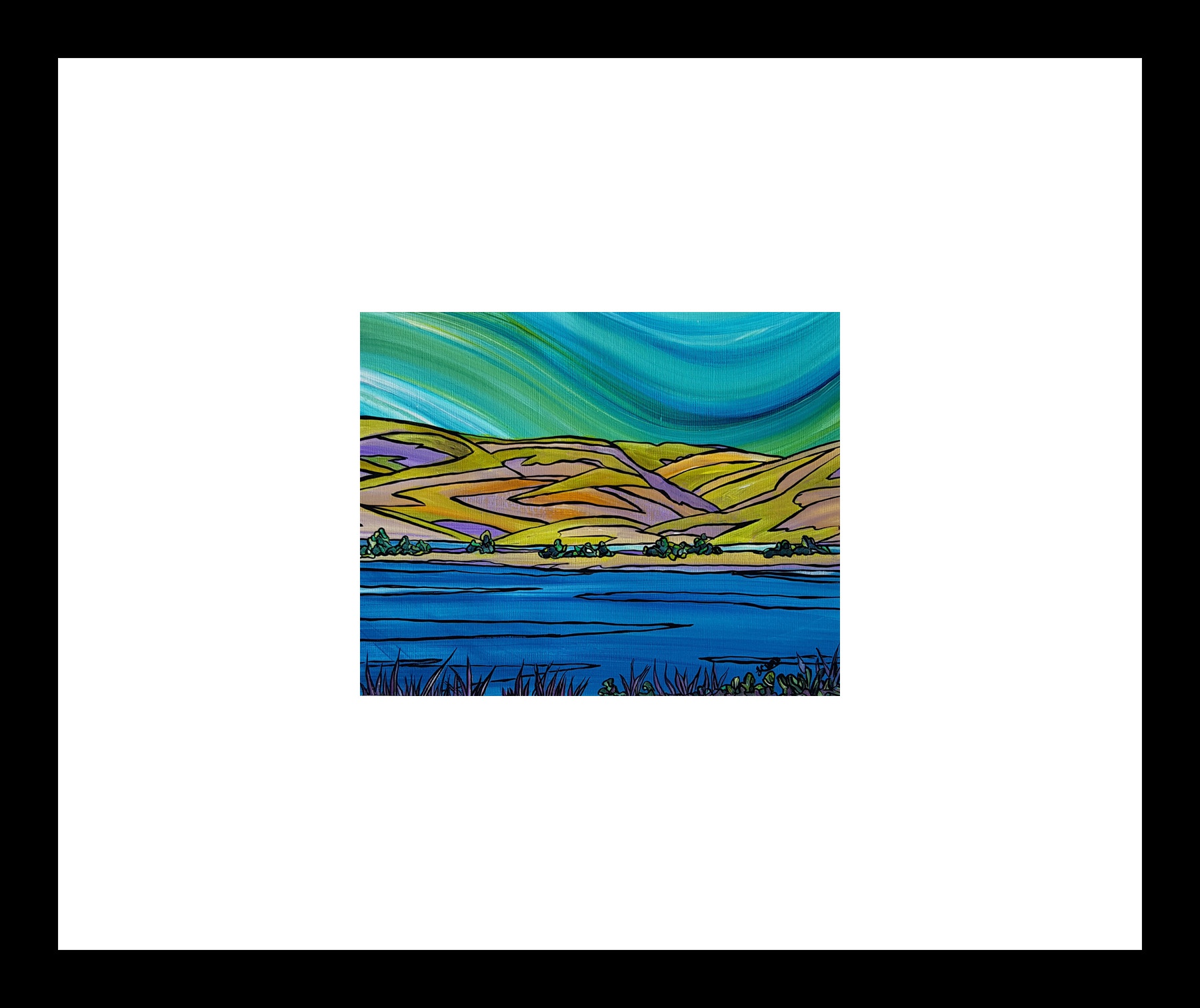 "Along the Qu'Appelle" [2018]
Image: 9.5" x 7.5"
Framed: 20" x 20"
Acrylic on 246 lb. paper
$250.00