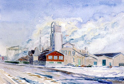 View of the Canron Plant, St. Thomas, Ontario, Watercolour on paper
