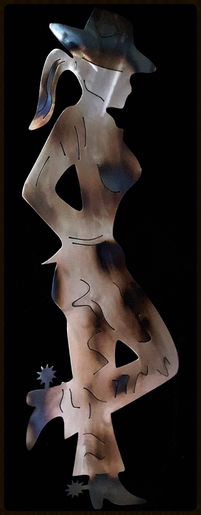 Metal art ,Sexy cow Girl , Campbell river BC, Vancouver island BC, Vancouver BC, Victoria BC, British Columbia,Alberta