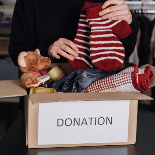 Donation box with mittens