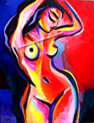 graceful red nude female fine art painting