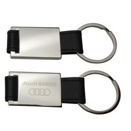 LEATHER KEY FOB with LASER ENGRAVING OR PAD PRINTED