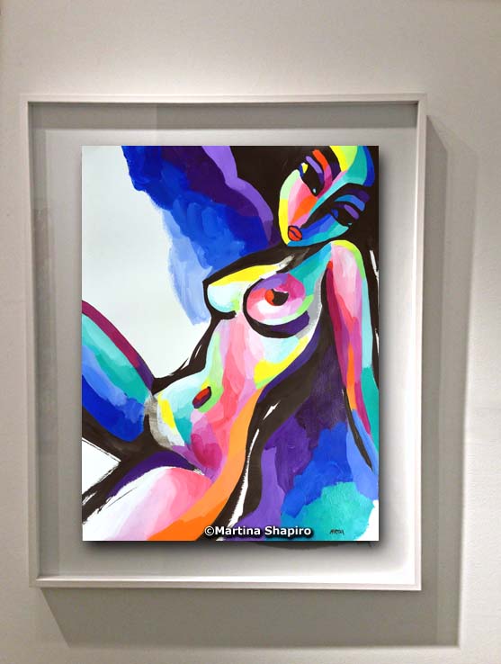 Example of framing of the abstract female nude painting