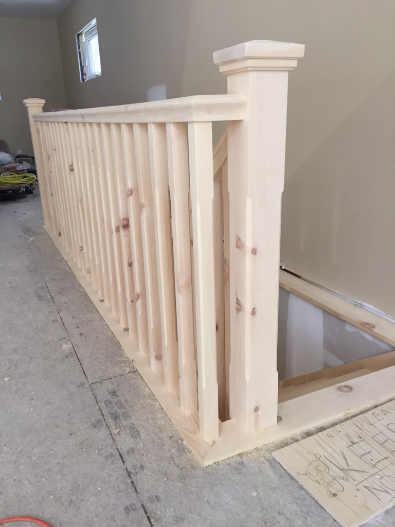 Straight pine stairs