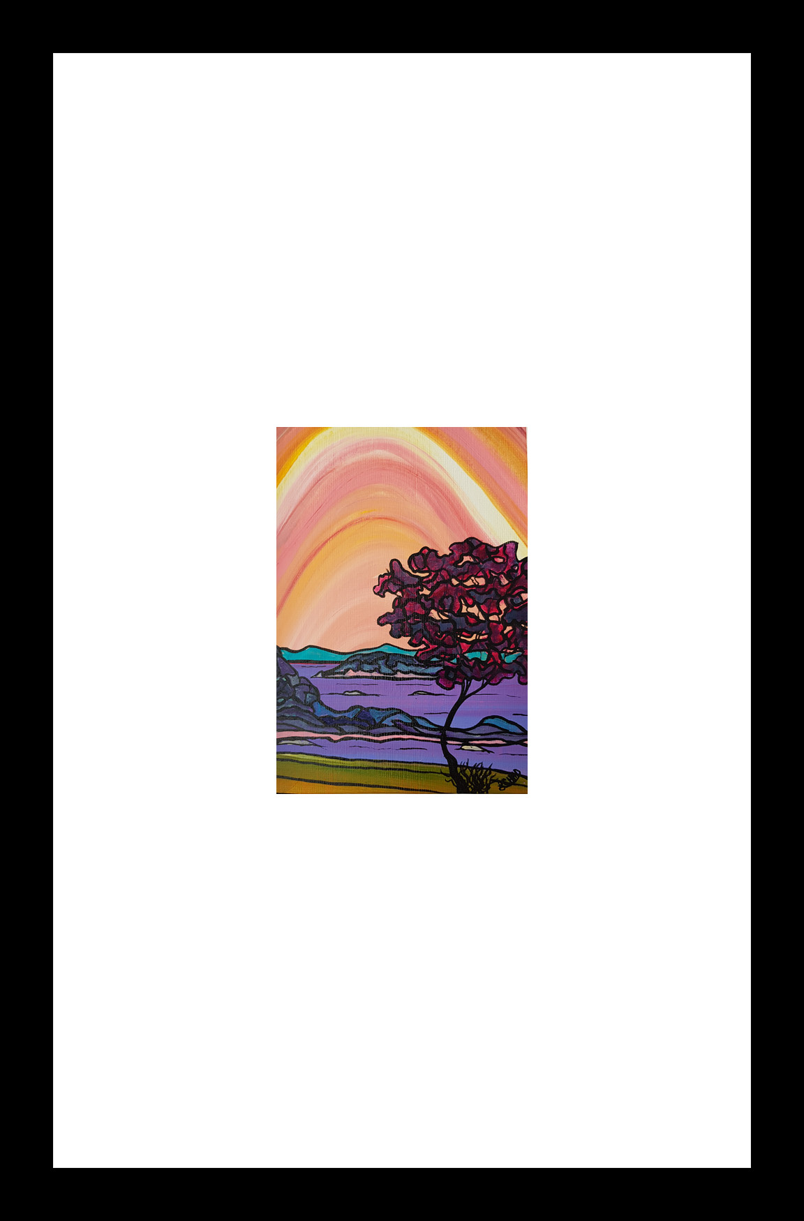 "Neck Point Sunset" [2018]
Image: 5" x 7". Framed: 10" x 16"
Acrylic on 246 lb. paper
$200.00 SOLD