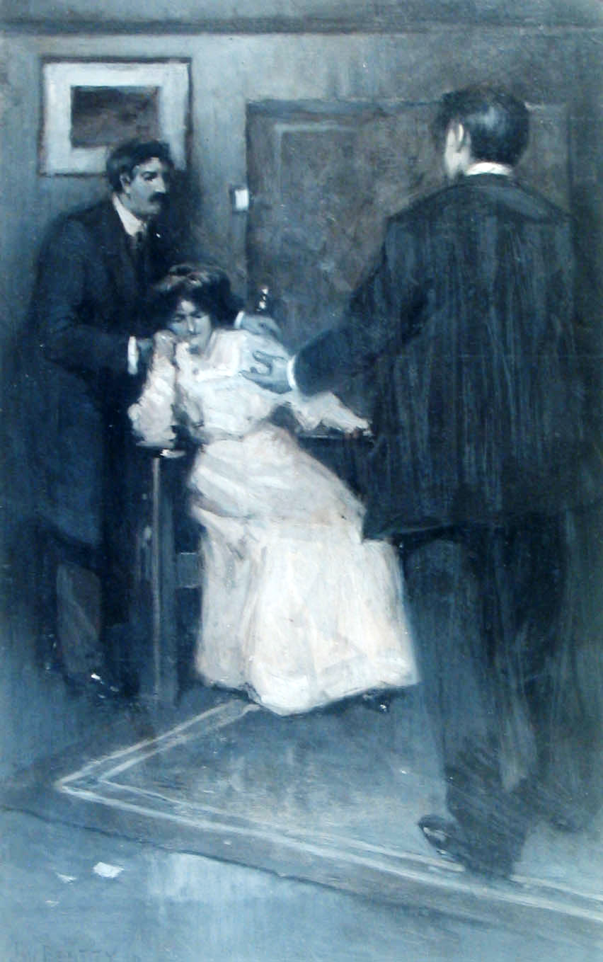 John Beatty, Parlor Scene, Oil, 1910 17x11"
