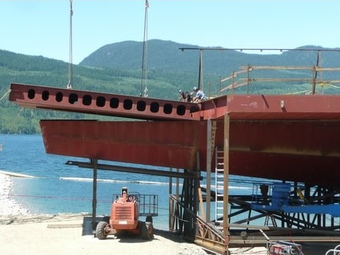 The last piece of deck to fit before launch.  The remainder was fitted when the vessel was in the water.  This minimized the launch weight as much as possible.