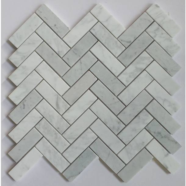 Bianco Carrara Herringbone 1"x 3"