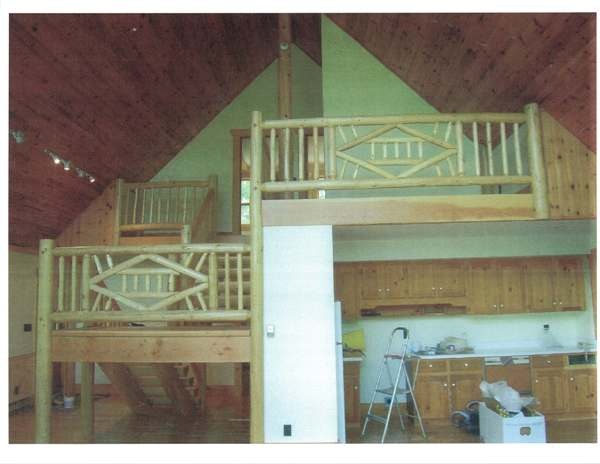 BC fir log straight stairs and railings